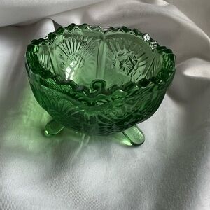 Green Glass Footed salt cellar